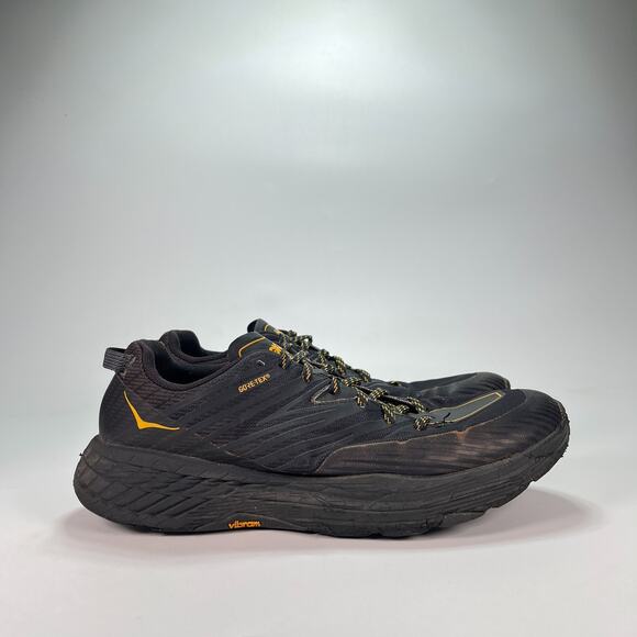 Hoka Speedgoat 4 GTX Black Grey Waterproof Trail Running Shoes Men\'s Size 12.5